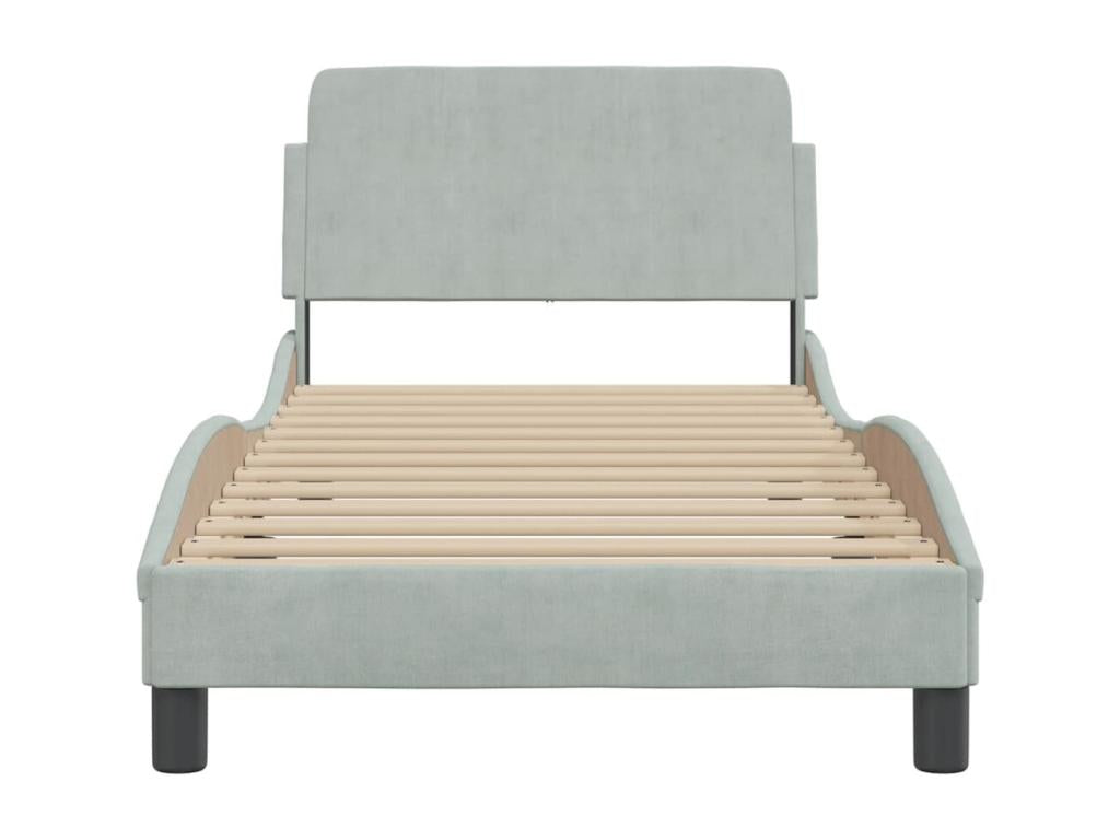 Light grey velvet bed frame without mattress 90x190 cm DBSM30833