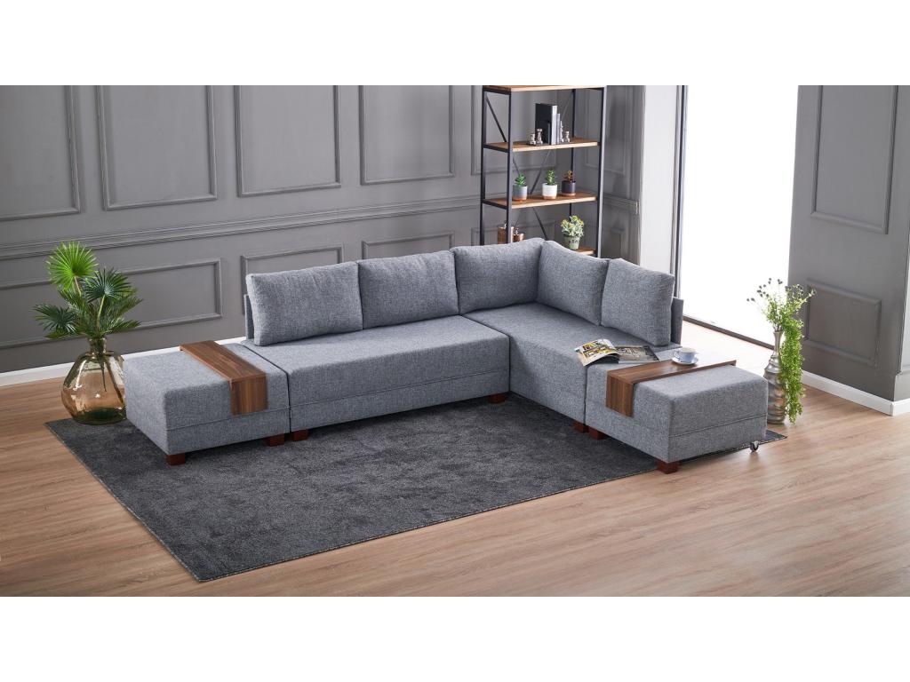 Dekonao Modular Right-Hand Corner Sofa, Grey Fabric DOQU85121