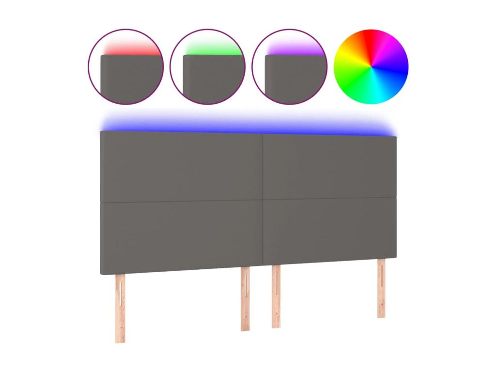 LED Headboard Grey 180x5x118/128 cm Faux Leather RFSI37988