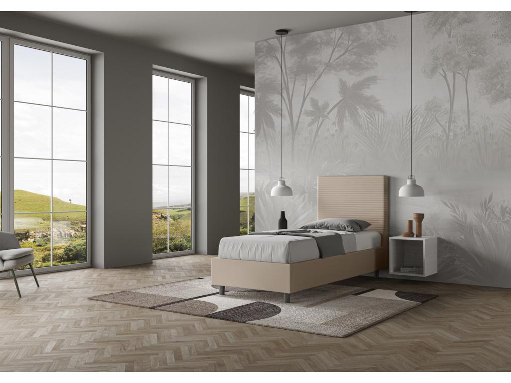 Dekonao 80x190 UUTO26781 Upholstered Storage Bed in Dove Grey Faux Leather