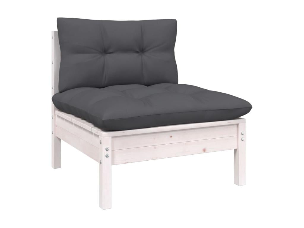 9-piece garden furniture set with cushions, white pine wood DNYL82640