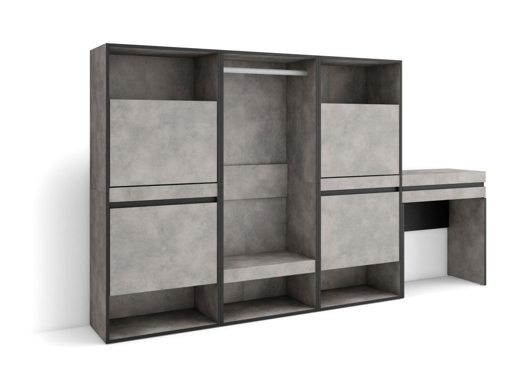 Shoe Cabinet 250x35x145 cm Bedroom Room Open Dressing Table Cement HGRG63442