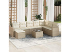 9-piece beige resin wicker garden furniture set with cushions JMDH99401