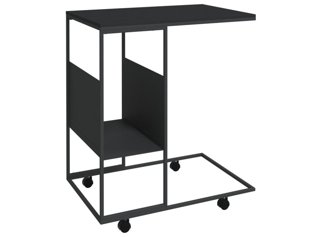 Side table with wheels, black, 55x36x63.5 cm, engineered wood, UFVJ93230