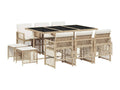 11-piece beige poly rattan garden dining set and cushions WCHT65027