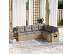 6-piece garden furniture set with cushions, beige woven resin ZROJ69341