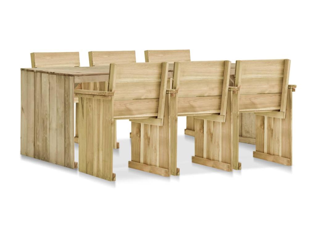 7-Piece Outdoor Dining Set, Impregnated Pine, UHHA79109