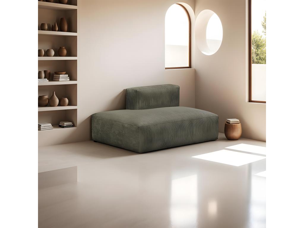 Left-hand open corner module, 2-seater, in khaki green corduroy - Dekonao LXRM68488