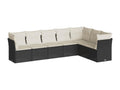 7-piece garden furniture set with cushions, black resin wicker FQQE00607