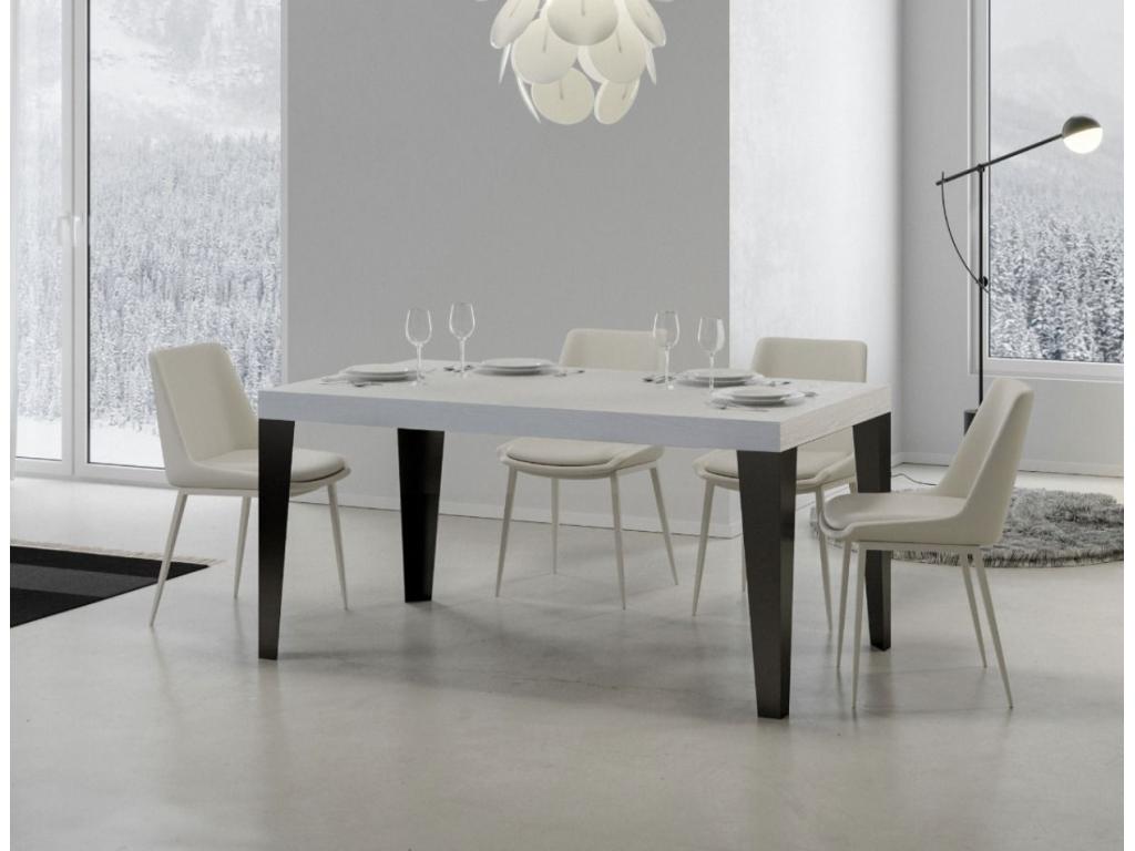 Dekonao rectangular table, 160cm, white with anthracite metal legs, seats 6 (QMBV89101)