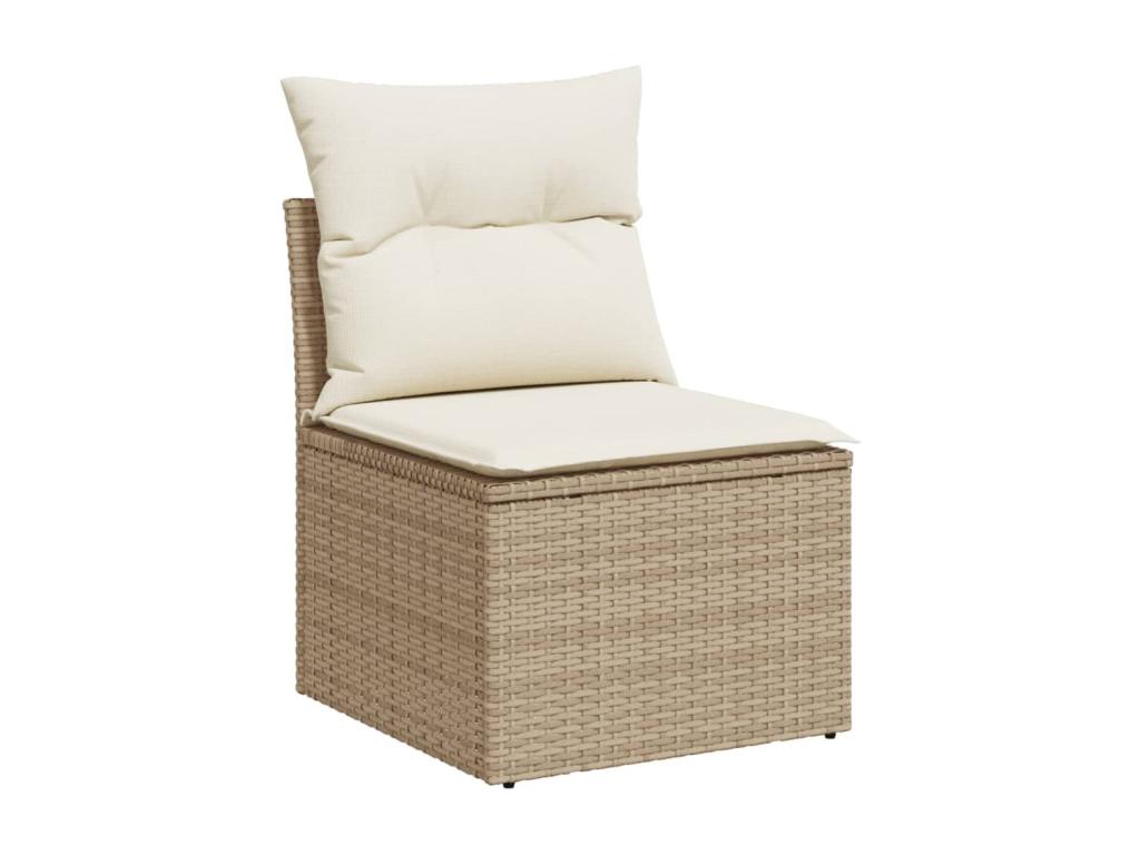 Garden furniture set with cushions, 8 pieces, beige woven resin, IUUP53062