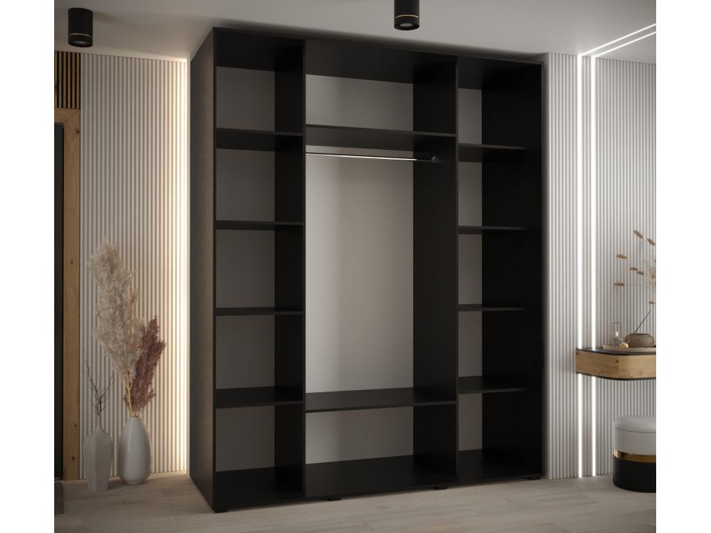 Dekonao 1 Sliding Door Wardrobe 235.2/200/60 3 Doors Black/White/Gold DUMF95821