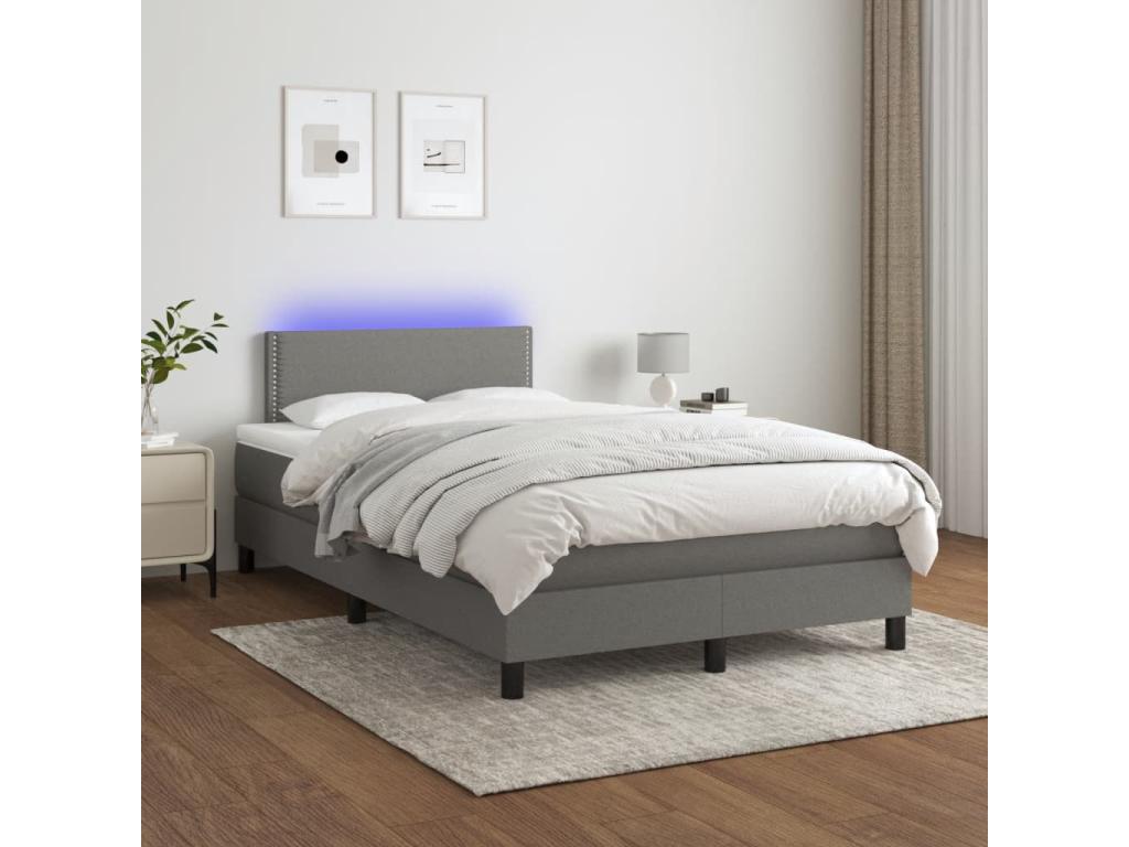 Dekonao bed base with LED mattress, dark grey, 120x190 cm, fabric QPOX19994