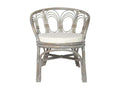 Dining chair with grey cushion, natural rattan and linen PTVC68464