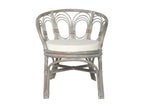 Dining chair with grey cushion, natural rattan and linen PTVC68464