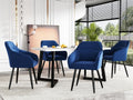 Set of 4 velvet chairs with armrests - adjustable feet - Blue ELSR23044