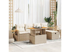 Garden furniture set with cushions, 6 pieces, beige woven resin PDPE57675