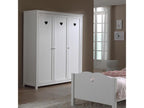 Dekonao - White 3-Door Wardrobe with Openwork Heart Pattern AIBW11236
