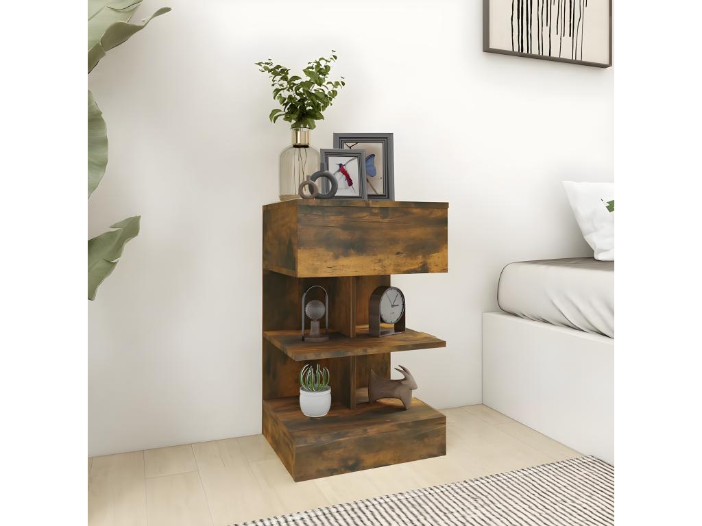 Smoked Oak Bedside Table 40x35x65 cm Engineered Wood LNDA85522