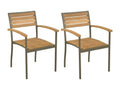 Stackable outdoor chairs, set of 2, Dekonao wood and steel VLNY80313