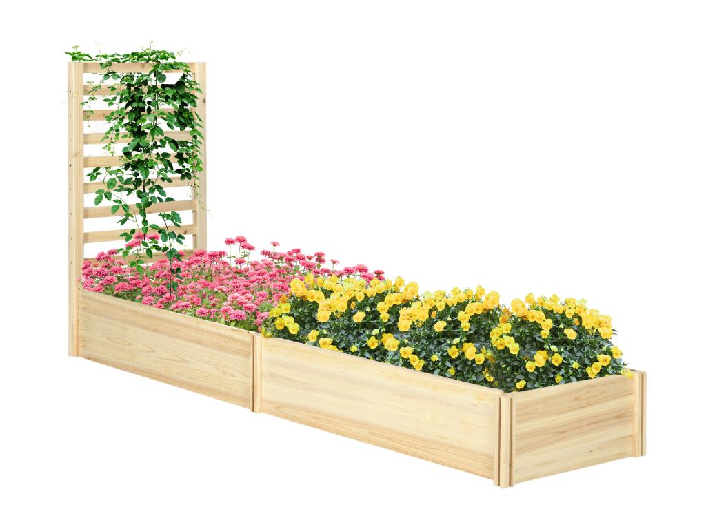 Set of 2 planters with trellis - set of 2 raised garden beds - pre-oiled fir wood GQZK07336