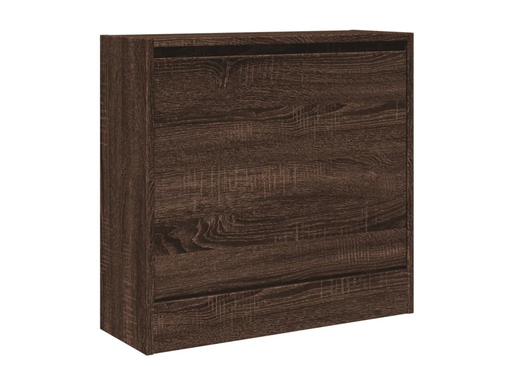 Brown oak shoe cabinet 60x21x57 engineered wood ELAC41612