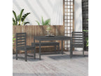 4-piece garden dining set, grey solid pine wood, QUEU43273