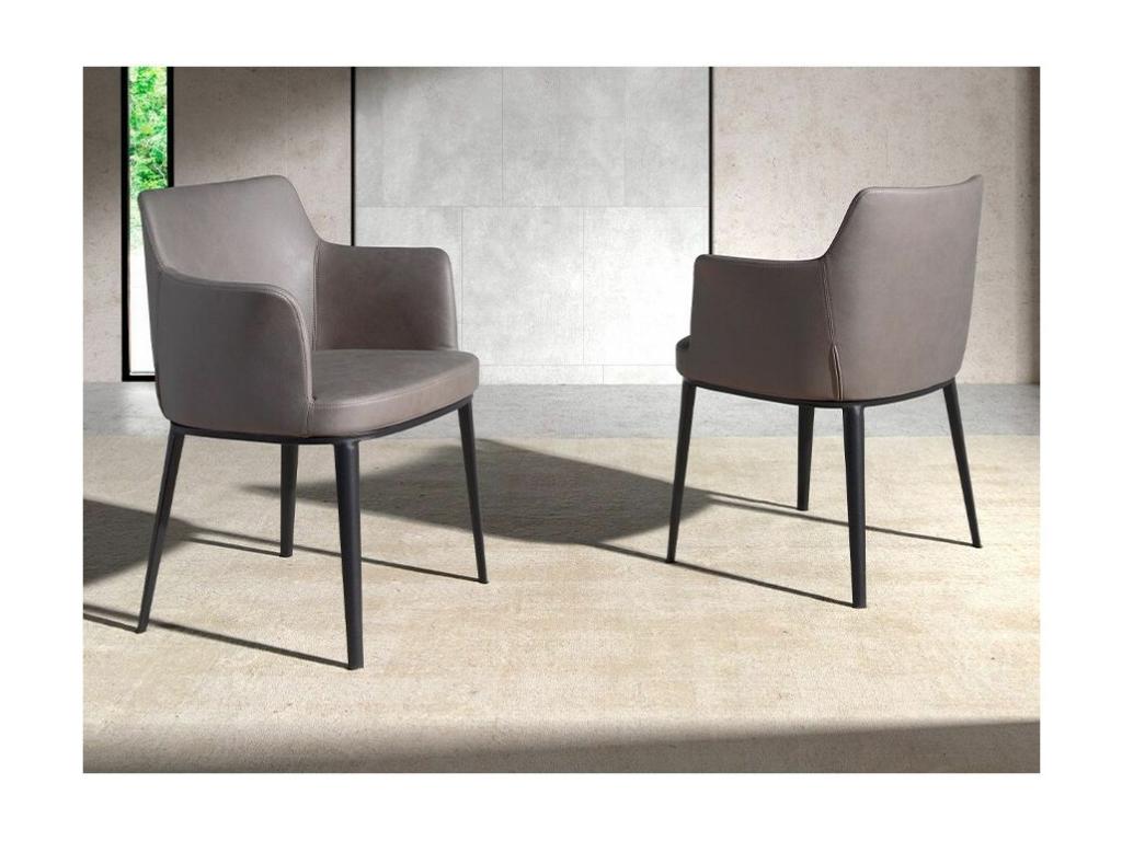 Ligniva mink fabric chair with black steel legs - Set of 2 - Colour Ligniva 95 TVQO04537