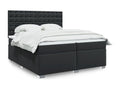 Dekonao bed base with mattress, black, 200x200 cm, faux leather, JPFX26893