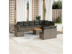 11-piece garden furniture set with grey resin wicker cushions CGHY95371