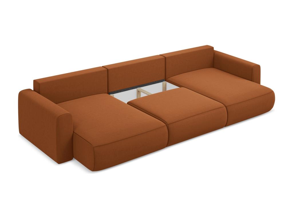 Convertible panoramic corner sofa in velvet - terracotta - Dekonao UZBZ92714