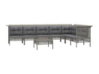 8-piece garden furniture set with cushions, Grey Wicker Resin TDAB43088