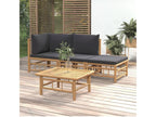 Ligniva 4-piece garden furniture set with dark grey cushions JKWO75688