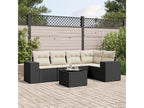 6-piece garden furniture set with cushions, black resin wicker XNII97093