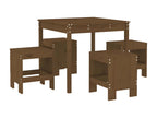 5-piece garden dining set, honey brown, solid pine wood FAJJ26492