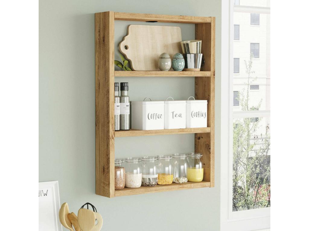Dekonao Wall Shelf, Wall-Mounted Shelf, Multi-Purpose Shelving Unit, 43x9h60 cm, Oak, RVXR84372
