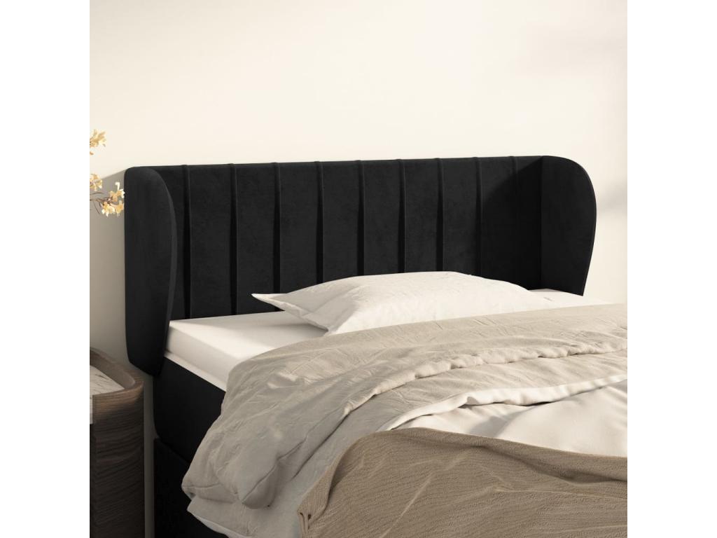 Headboard with wings, Black, 93x23x78/88 cm, Velvet, RMCZ55846
