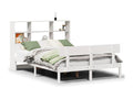 White 160x200 cm solid pine wood bookcase bed without mattress IEPY81740