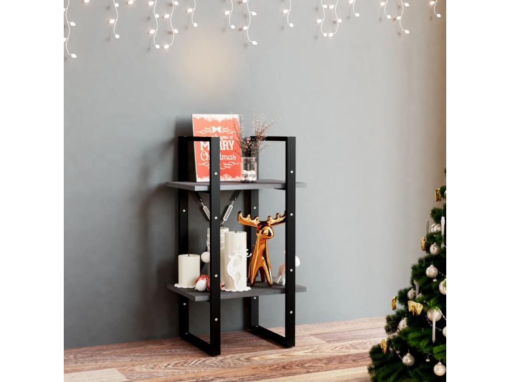 2-Tier Bookshelf Grey 40x30x70 Solid Pine Wood MEJZ55108