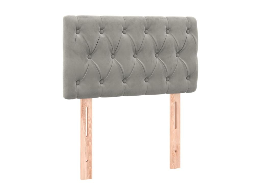 Upholstered bed base and mattress, light grey, 80x200 cm, velvet, PEXI40530