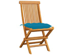 Garden chairs with light blue cushions, 8 pcs, solid teak, 2 RPYG33764