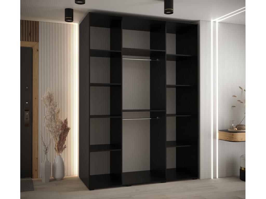 Dekonao 8 Sliding Door Wardrobe 235.2/160/60 3 Doors Black/White/Gold RKQX90873