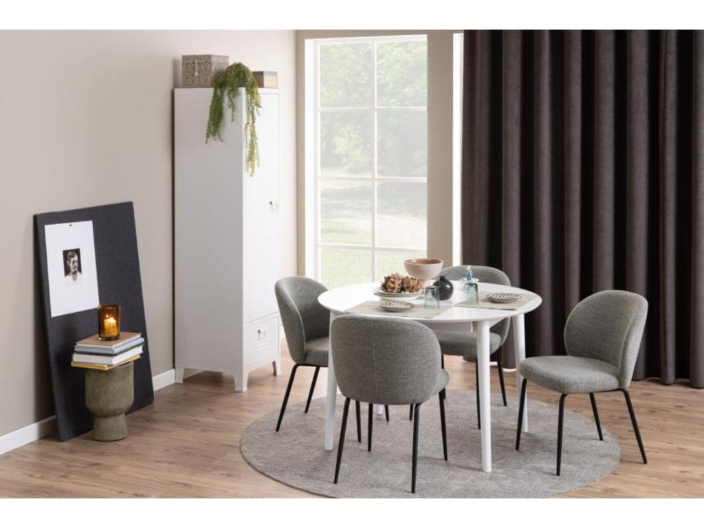 Scandinavian-style bouclé chair with black metal legs, set of 2 - Dekonao FWGB81270