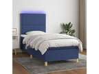 Upholstered bed base with mattress and blue LED lighting, 100x200 cm, fabric EVZP08669