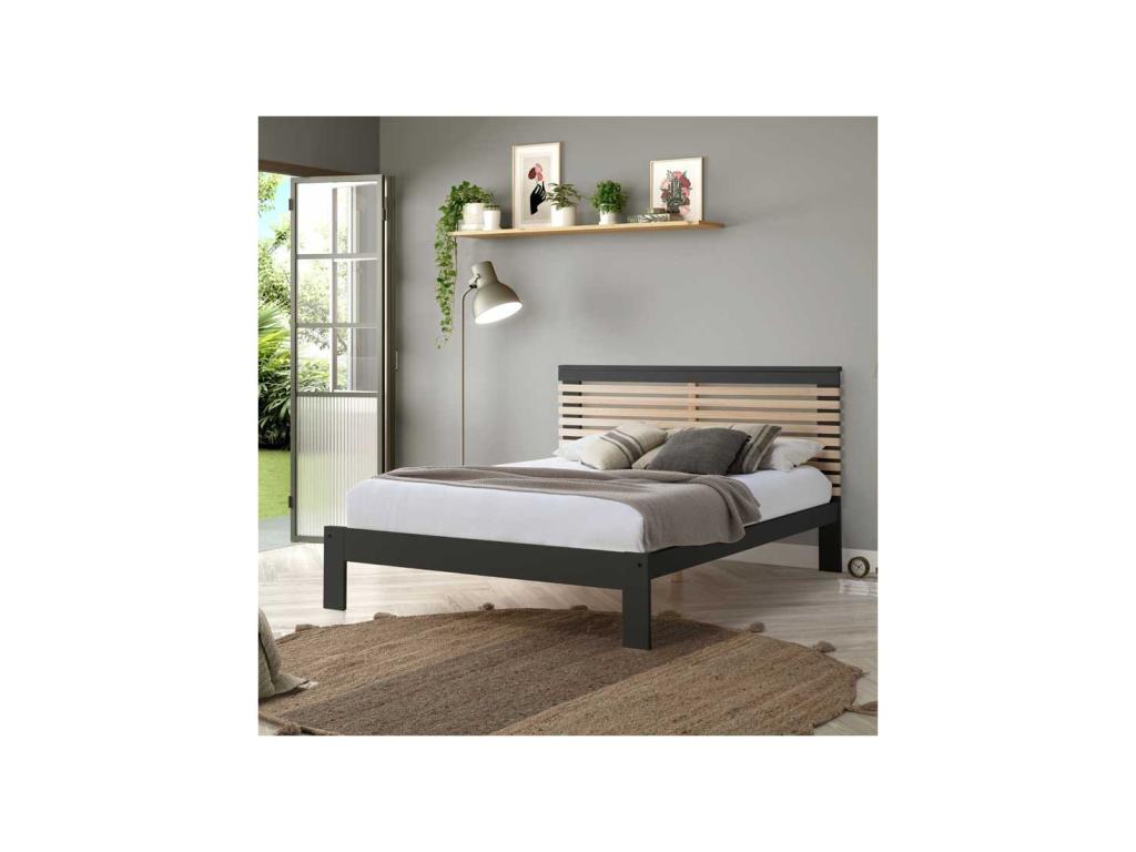Complete bed 140x190 Anthracite Grey/Wood - Dekonao EKEW20461