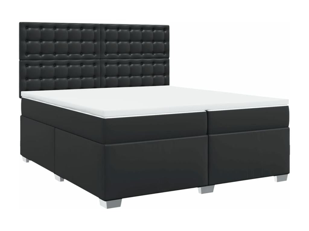 Dekonao bed base with mattress, black, 200x200 cm, faux leather, JPFX26893