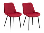 Set of 2 modern design dining chairs with red velvet seats and black metal legs 10 0001637 USMI23960