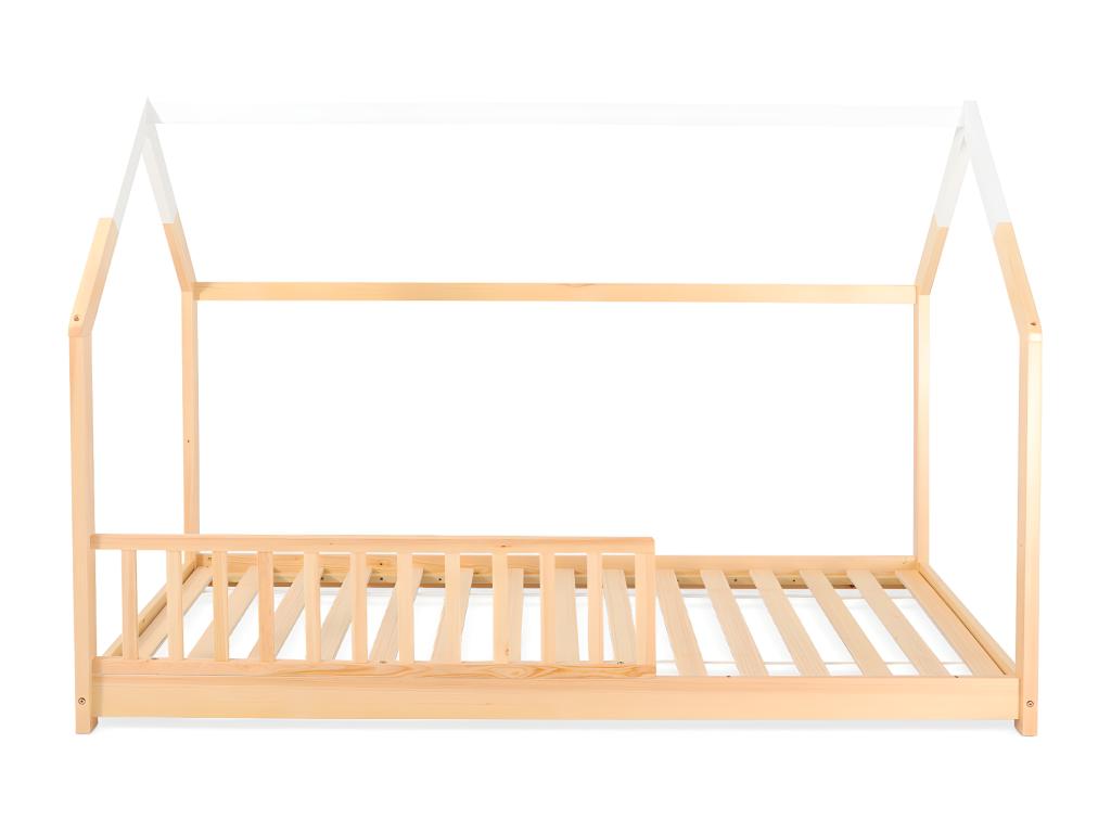 Ligniva children's cabin bed in solid wood with wooden guardrail, 90x190 cm YDXQ02572