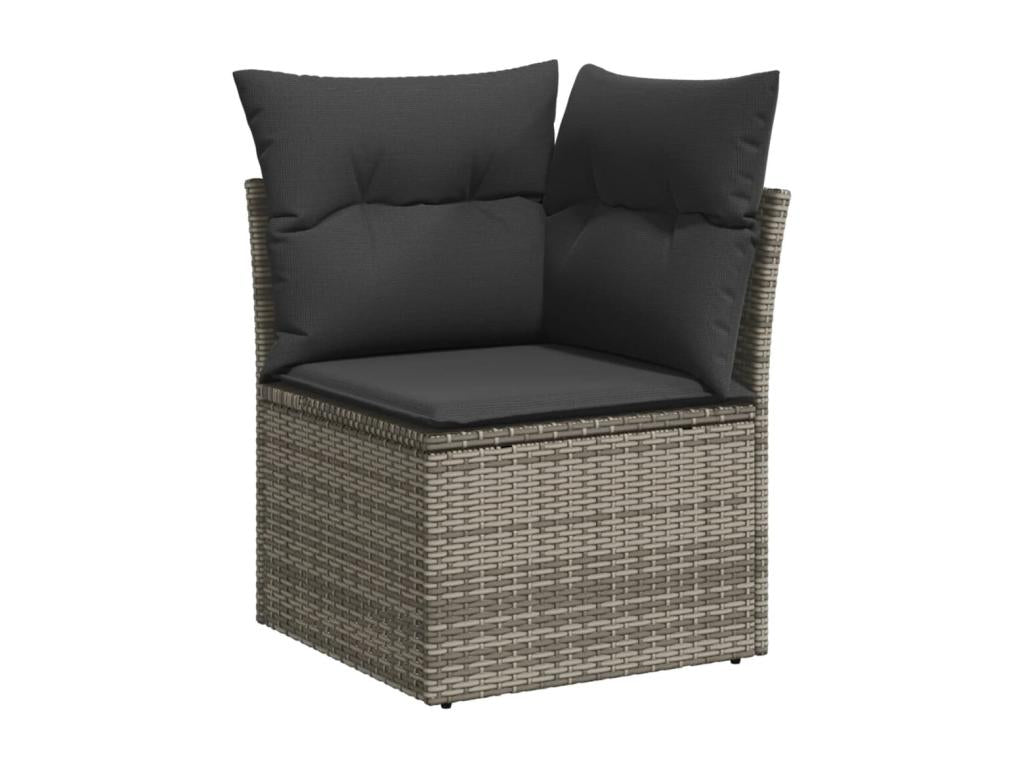 11-piece garden furniture set with grey resin wicker cushions CGHY95371