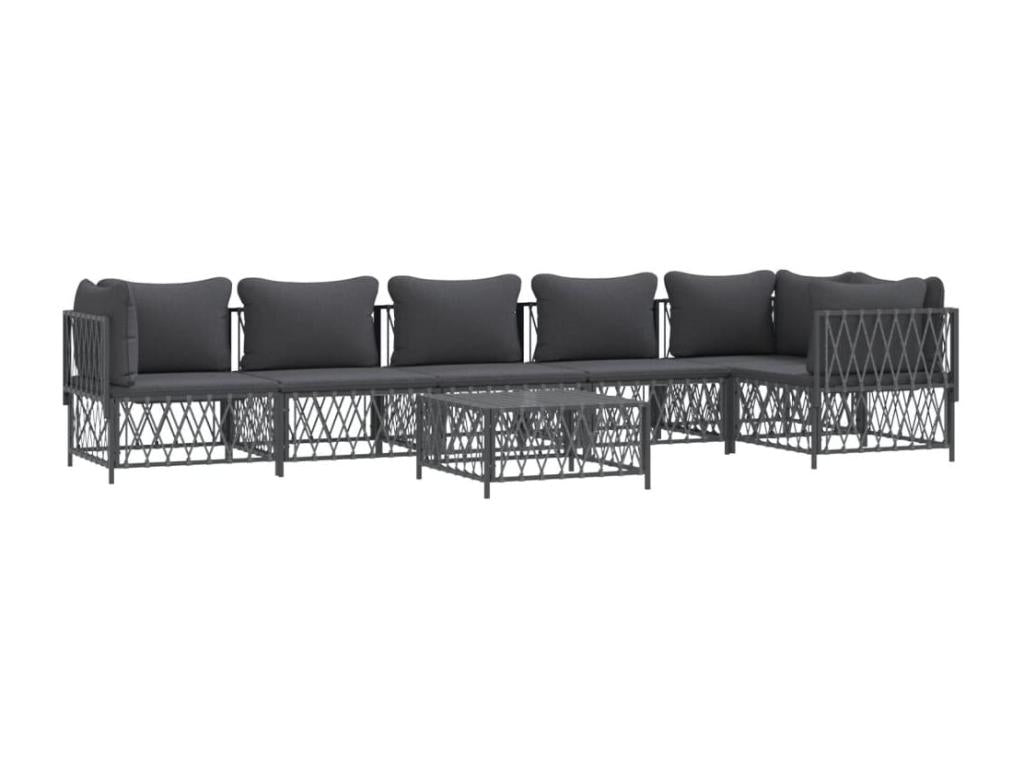 7-piece garden furniture set with cushions, anthracite steel PCKL78292